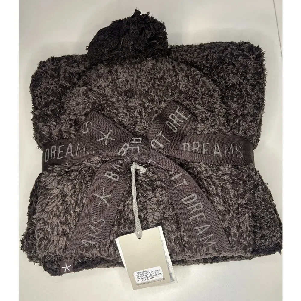 NWT Barefoot Dreams - Cozy Chic Pom Pom Beanie & Scarf Set - Picture 2 of 4